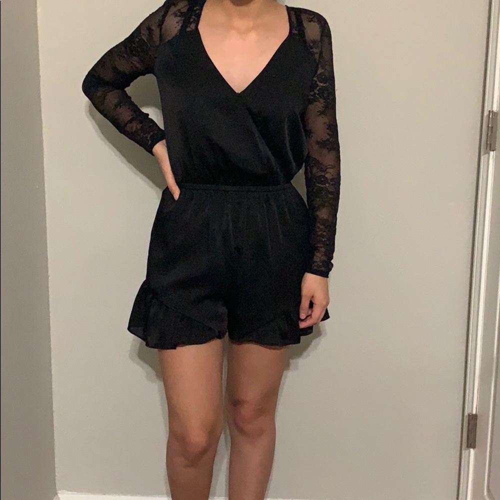 bebe Black Shorts Romper